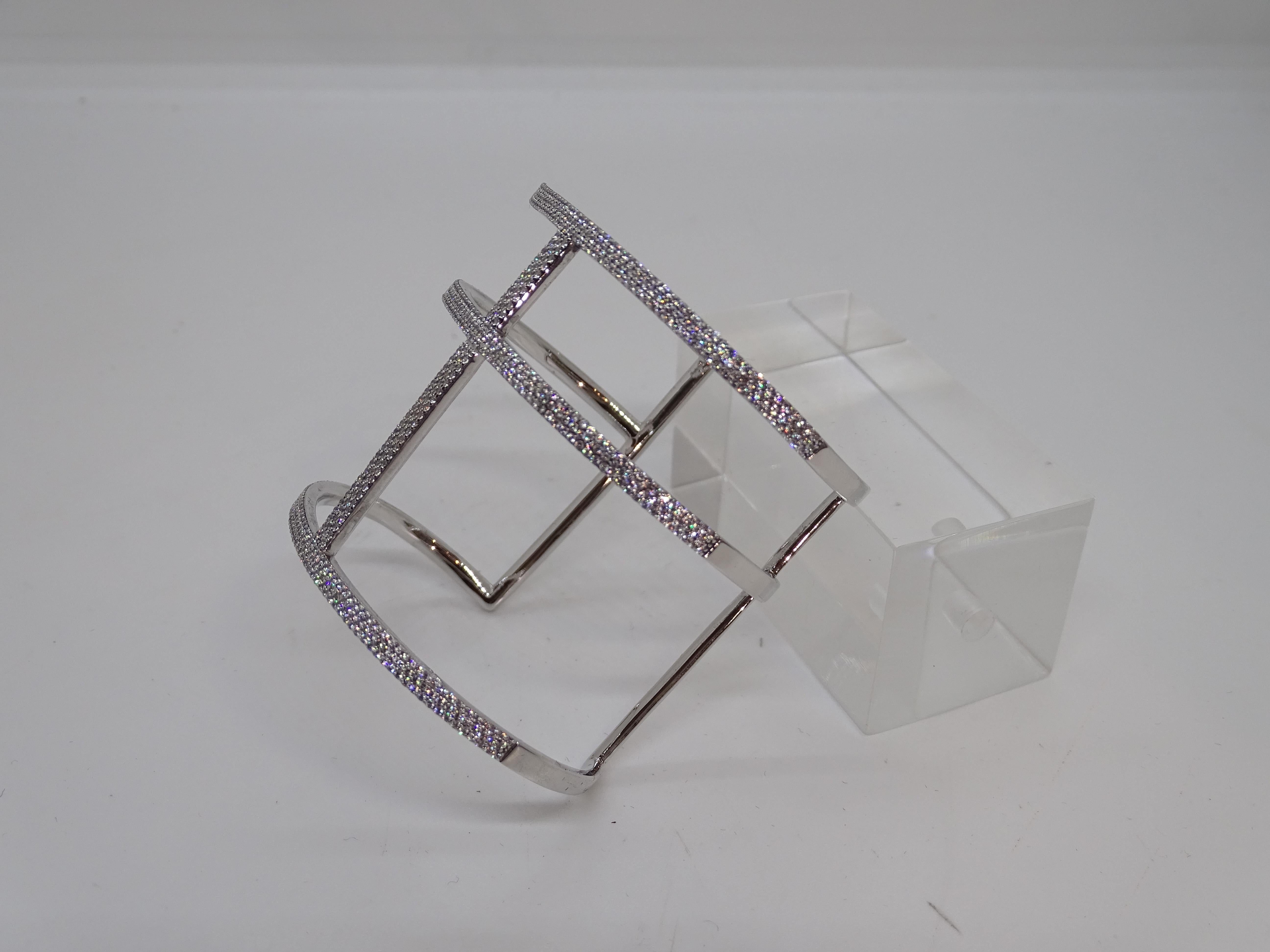 Bracciale in argento sterling e pavé di zirconi, Guiot de Bourg Parigi Francia in vendita 13
