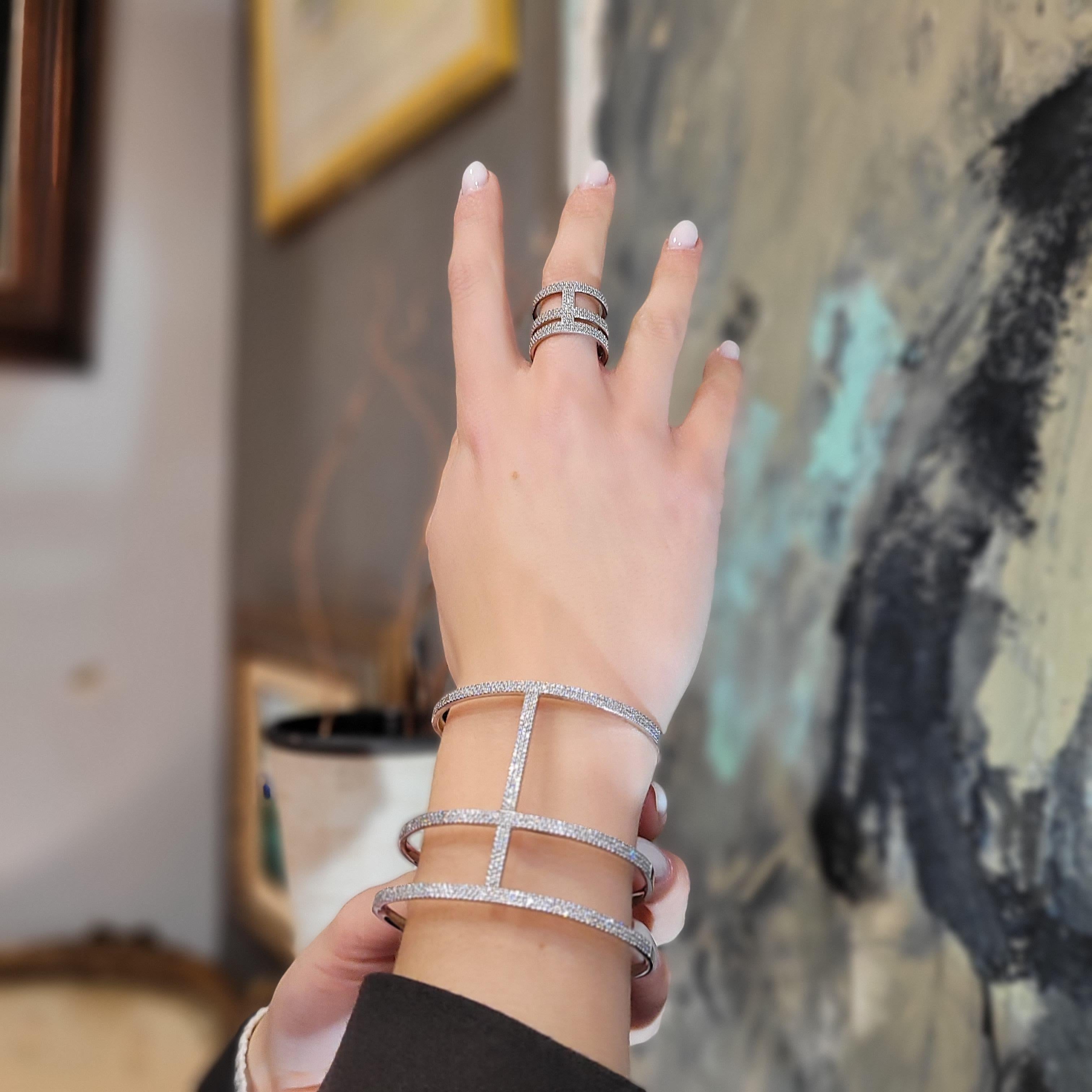 Bracciale in argento sterling e pavé di zirconi, Guiot de Bourg Parigi Francia in vendita 14