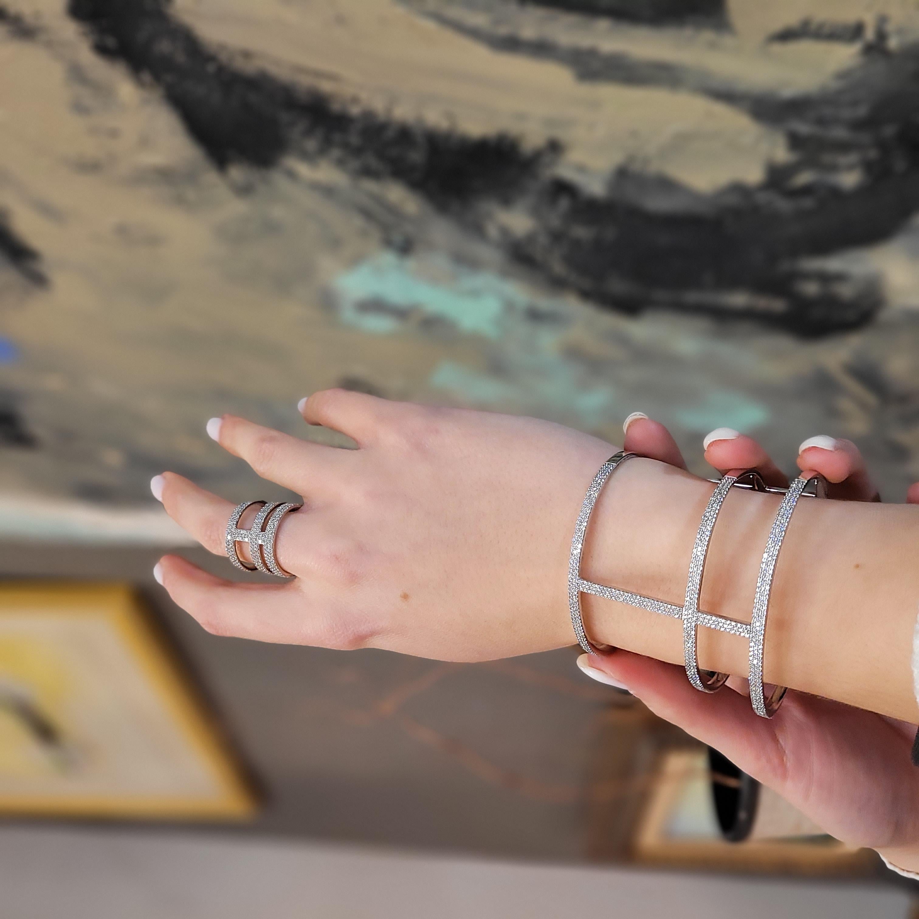 Bracciale in argento sterling e pavé di zirconi, Guiot de Bourg Parigi Francia In condizioni ottime in vendita a VALLADOLID, ES