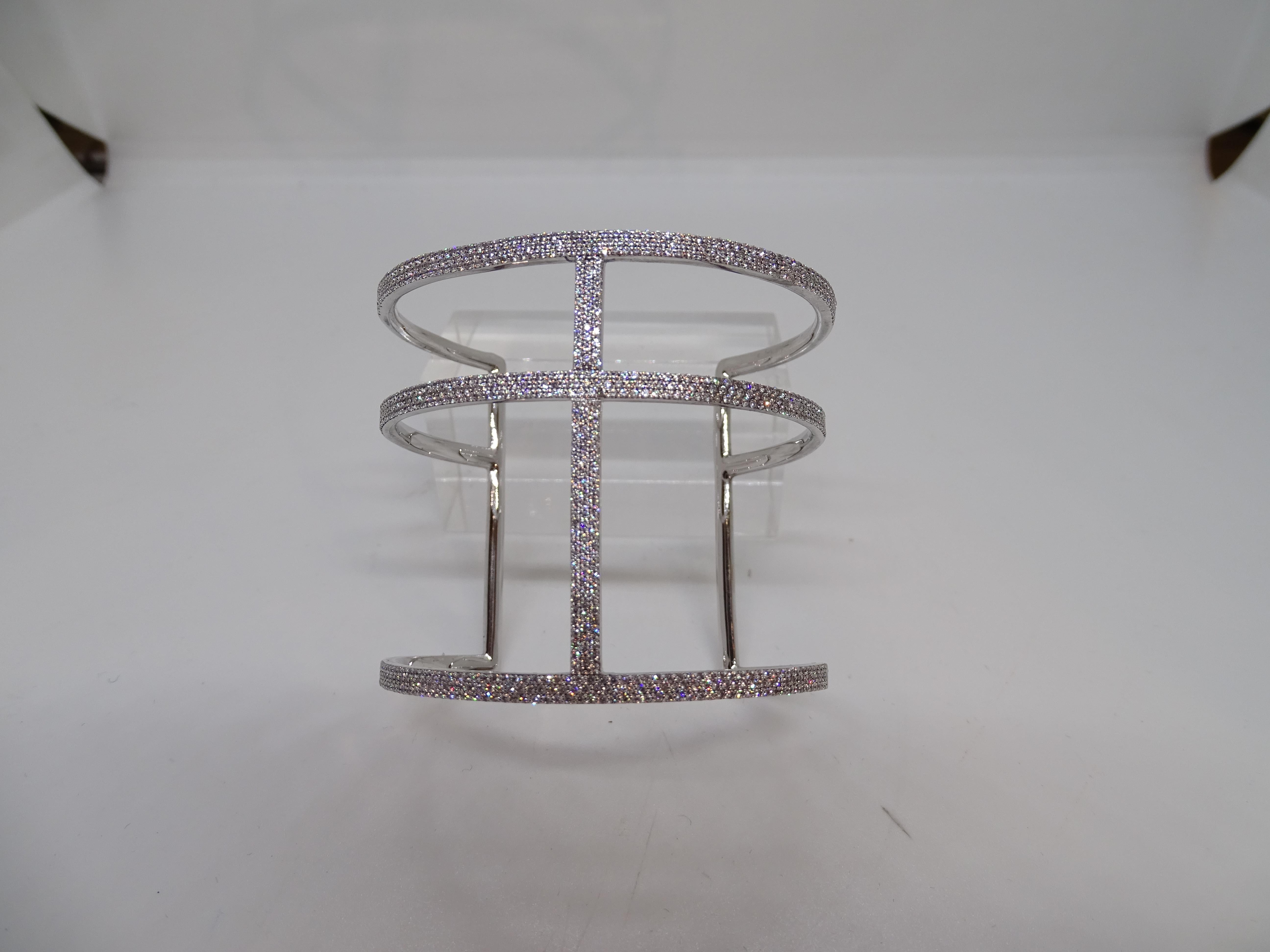 da uomo o donna Bracciale in argento sterling e pavé di zirconi, Guiot de Bourg Parigi Francia in vendita