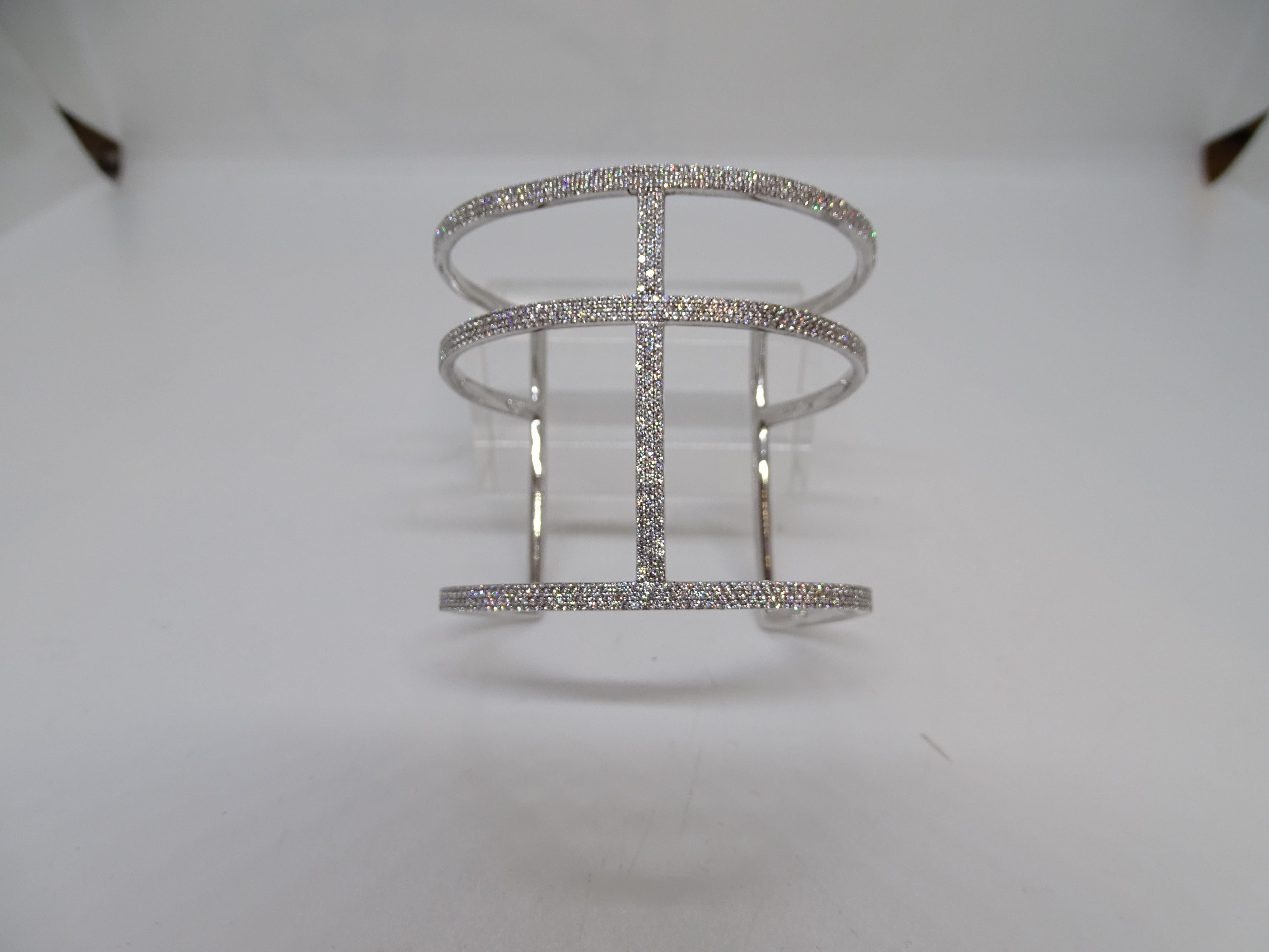 Bracciale in argento sterling e pavé di zirconi, Guiot de Bourg Parigi Francia in vendita 2