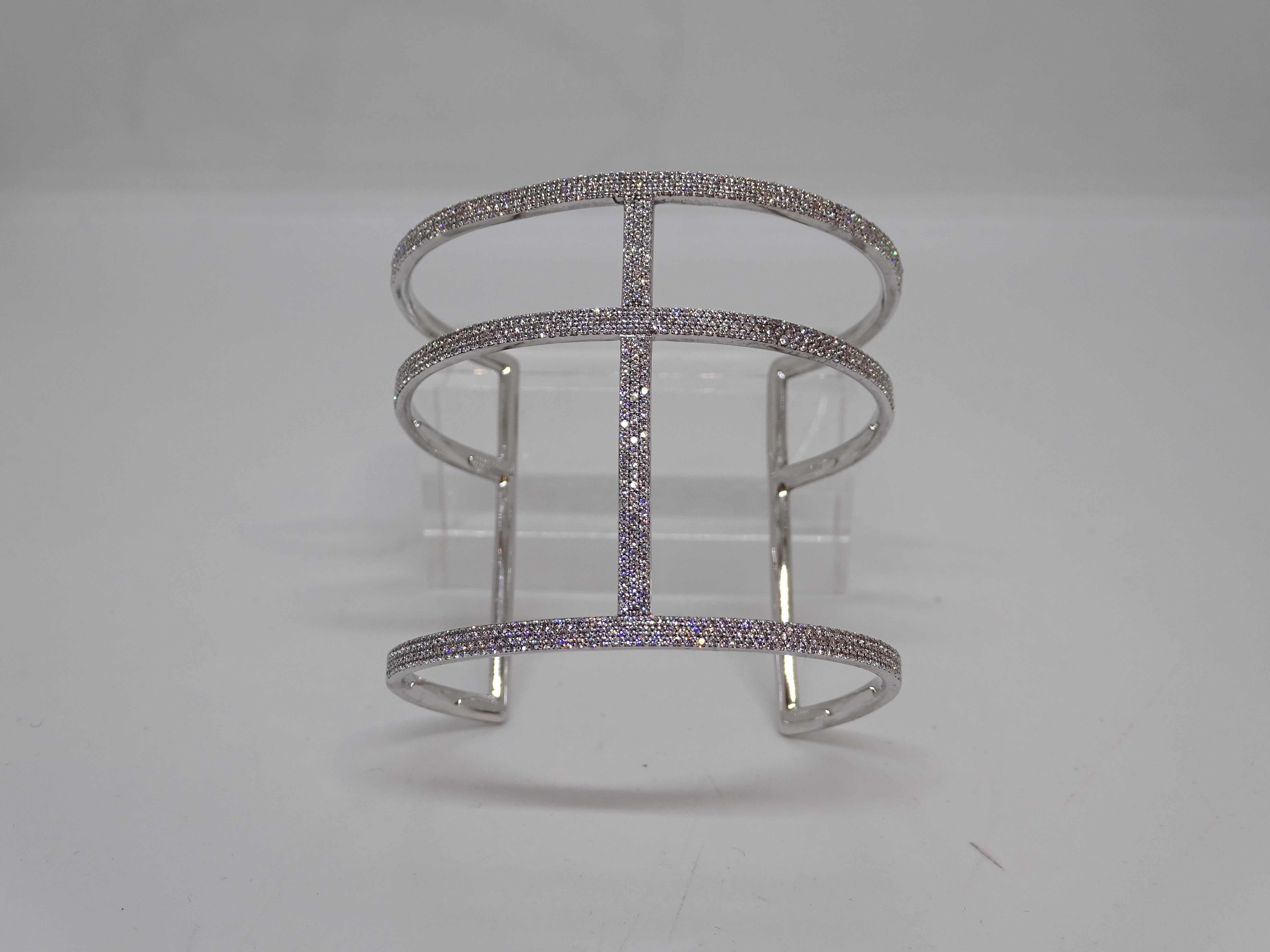 Bracciale in argento sterling e pavé di zirconi, Guiot de Bourg Parigi Francia in vendita 3