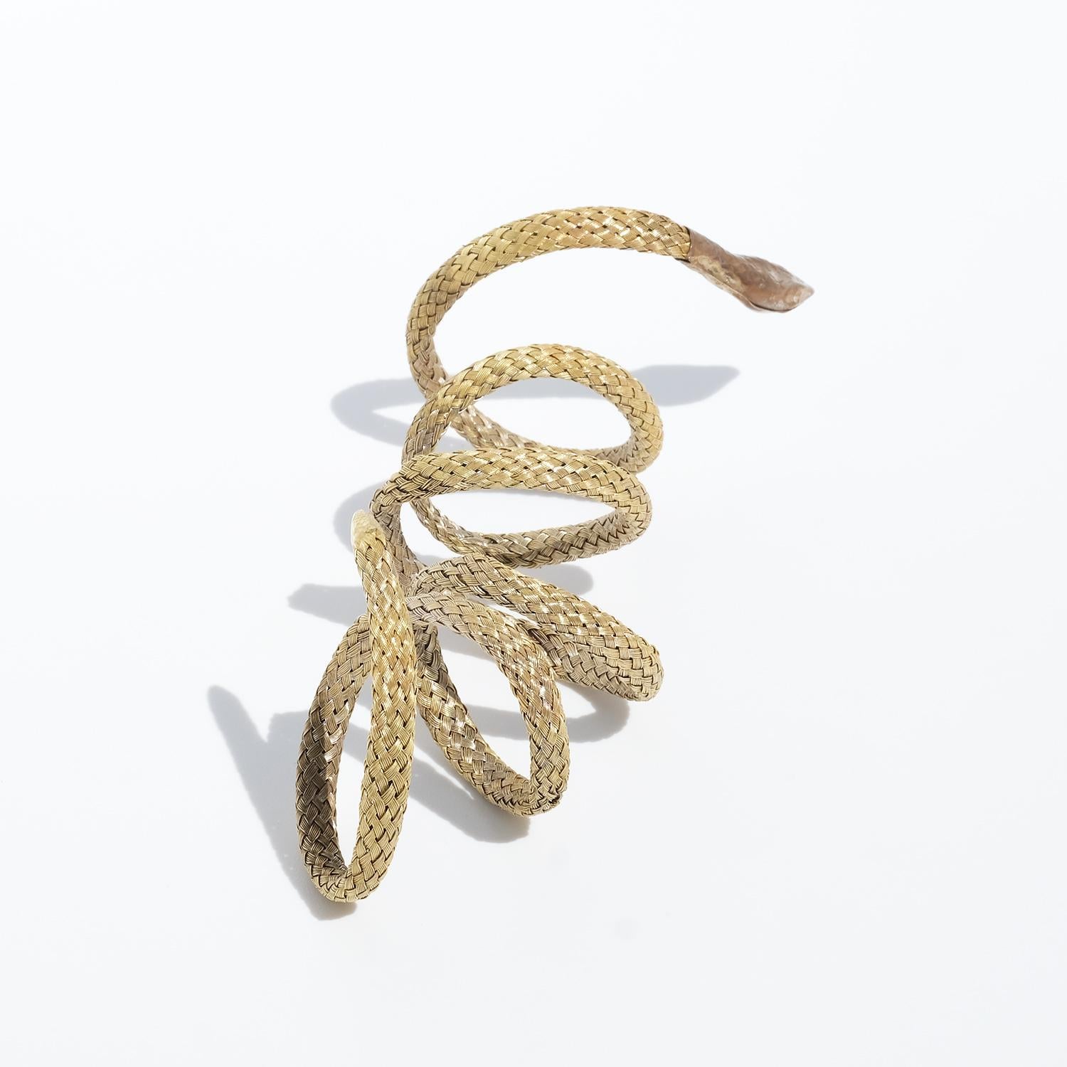 Women's or Men's Bracelet in the shape of an Articulated Snake, Gilded Brass, Late 19th C. For Sale