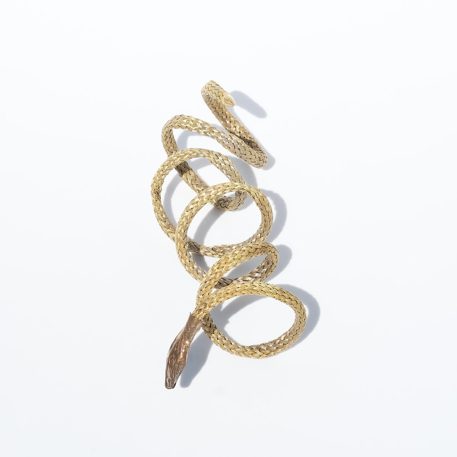 Bracelet in the shape of an Articulated Snake, Gilded Brass, Late 19th C. For Sale 1