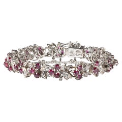 Bracelet in White Gold, Rubies and Diamonds