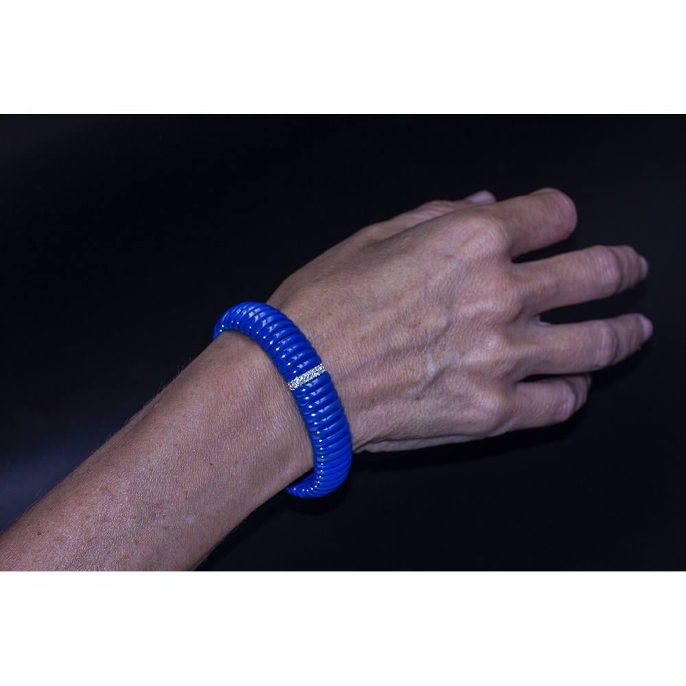 Bracelet JARRETIERE Ceramic blue Diamonds In New Condition For Sale In Barcelona, CT