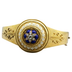 Bracelet La Belle Époque, Etruscan Revival, Gold, Diamonds, Enamel, Filigree