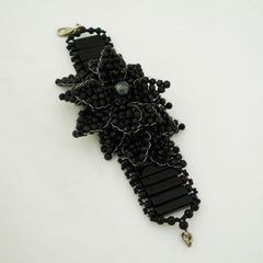 Bracelet made of black limestone and black Swarovski pearls