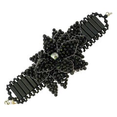 Bracelet made of black limestone and black Swarovski pearls