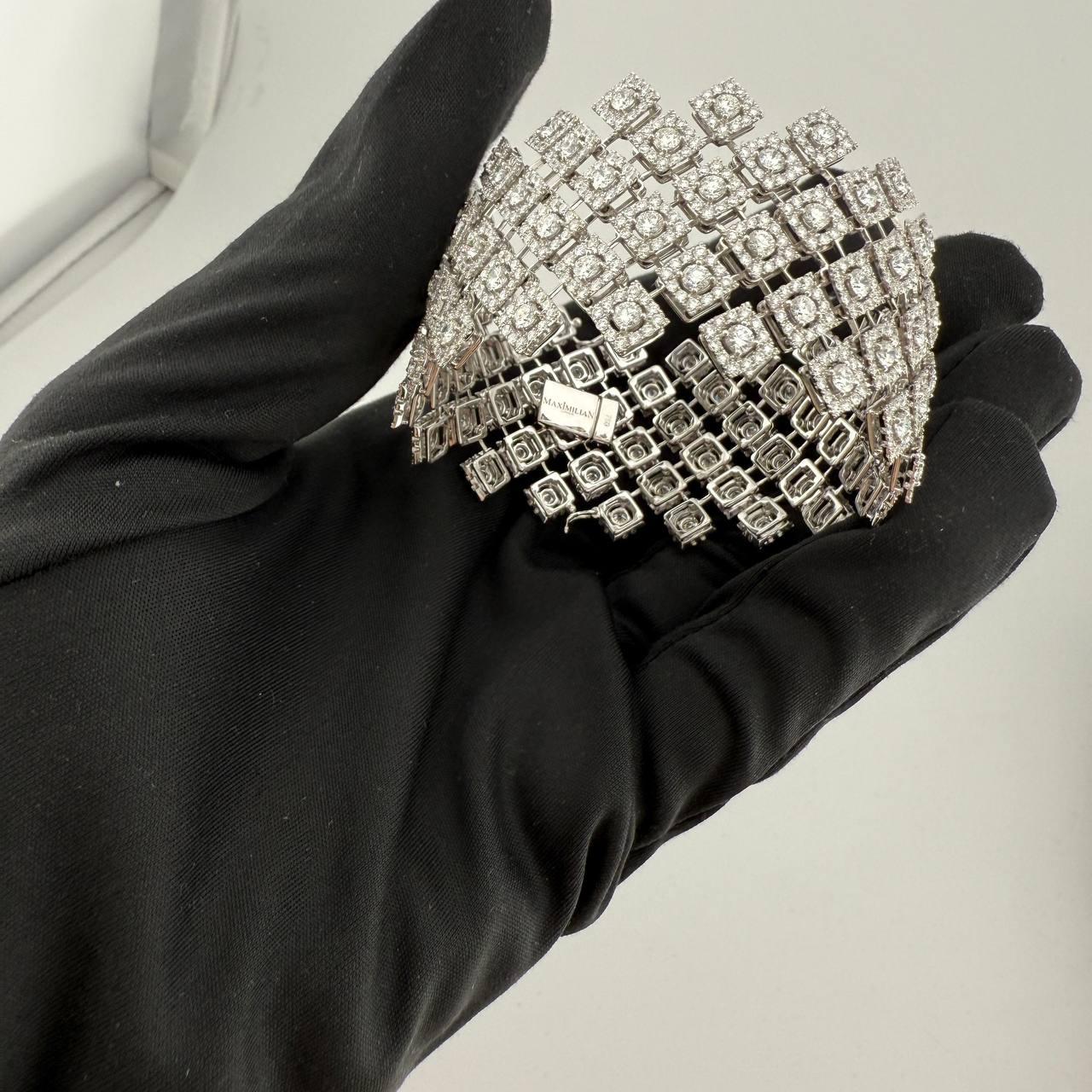 Armband Maximilian Stück Unikat 19, 72 ct. Runde Diamanten & Weißgold im Angebot 4