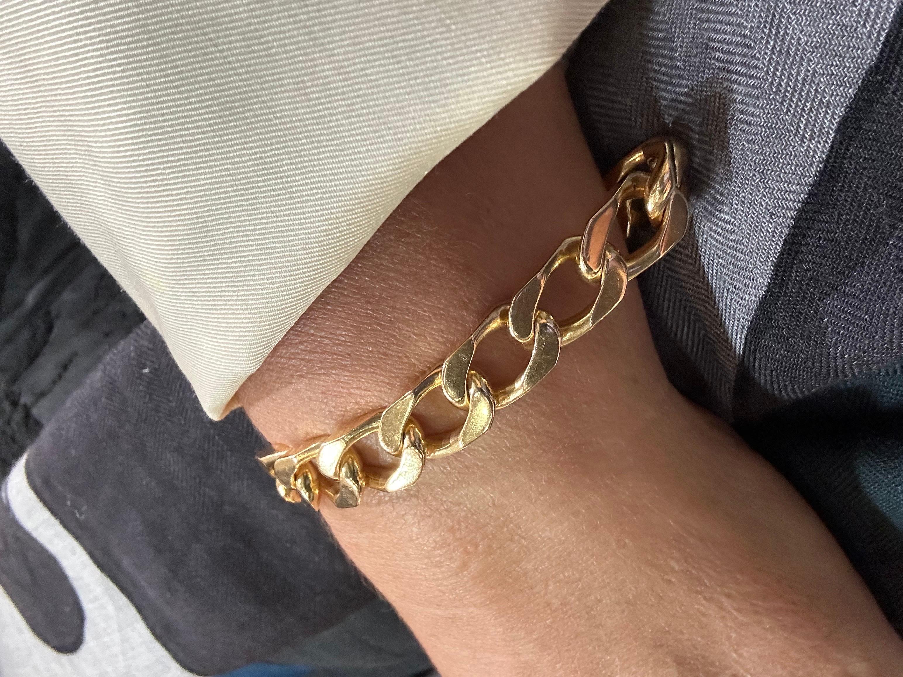 Bracelet Mesh Gourmette Year 1960 Solid Gold 18 Carats 11