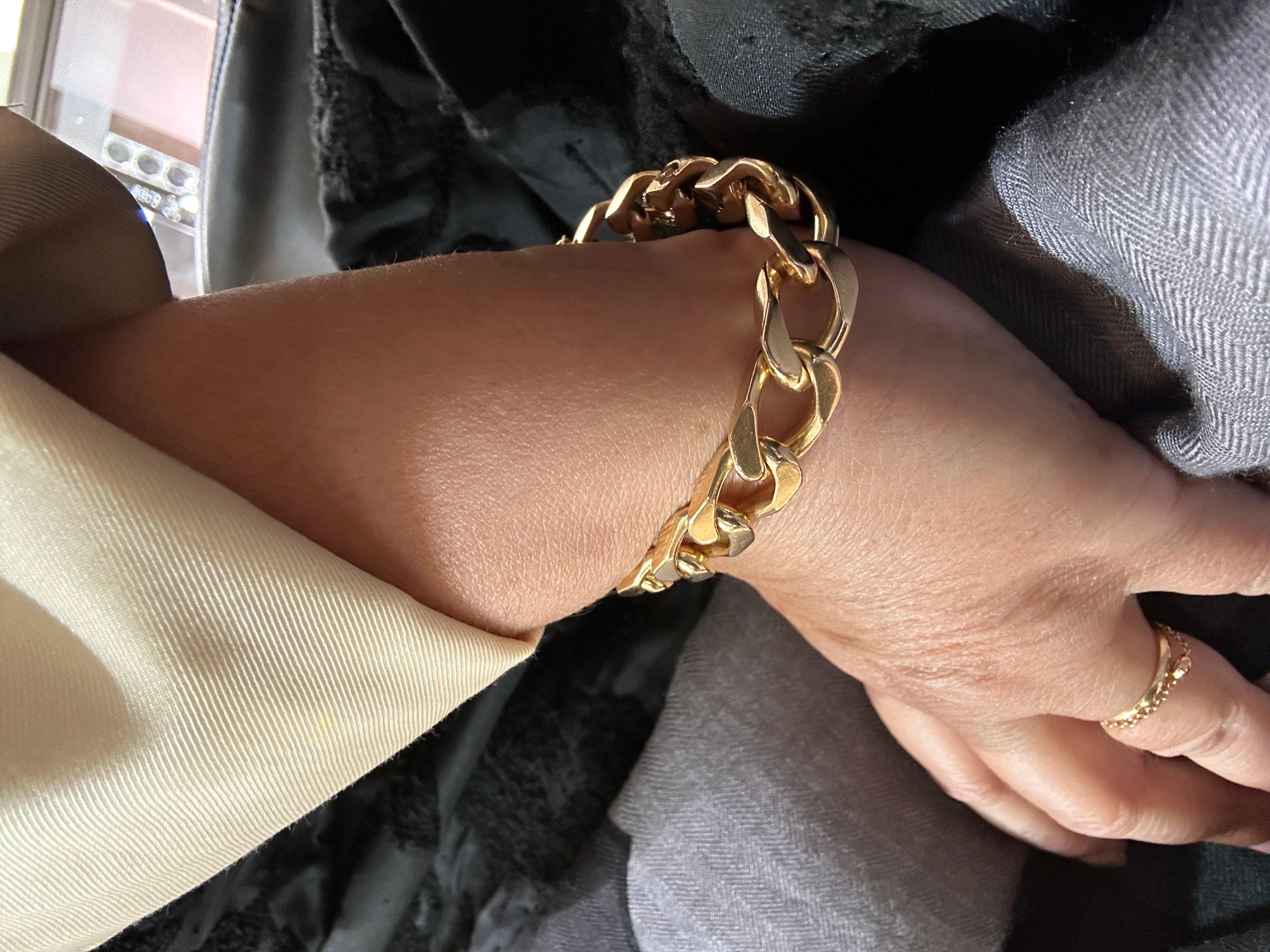 Bracelet Mesh Gourmette Year 1960 Solid Gold 18 Carats In Excellent Condition In Vannes, FR