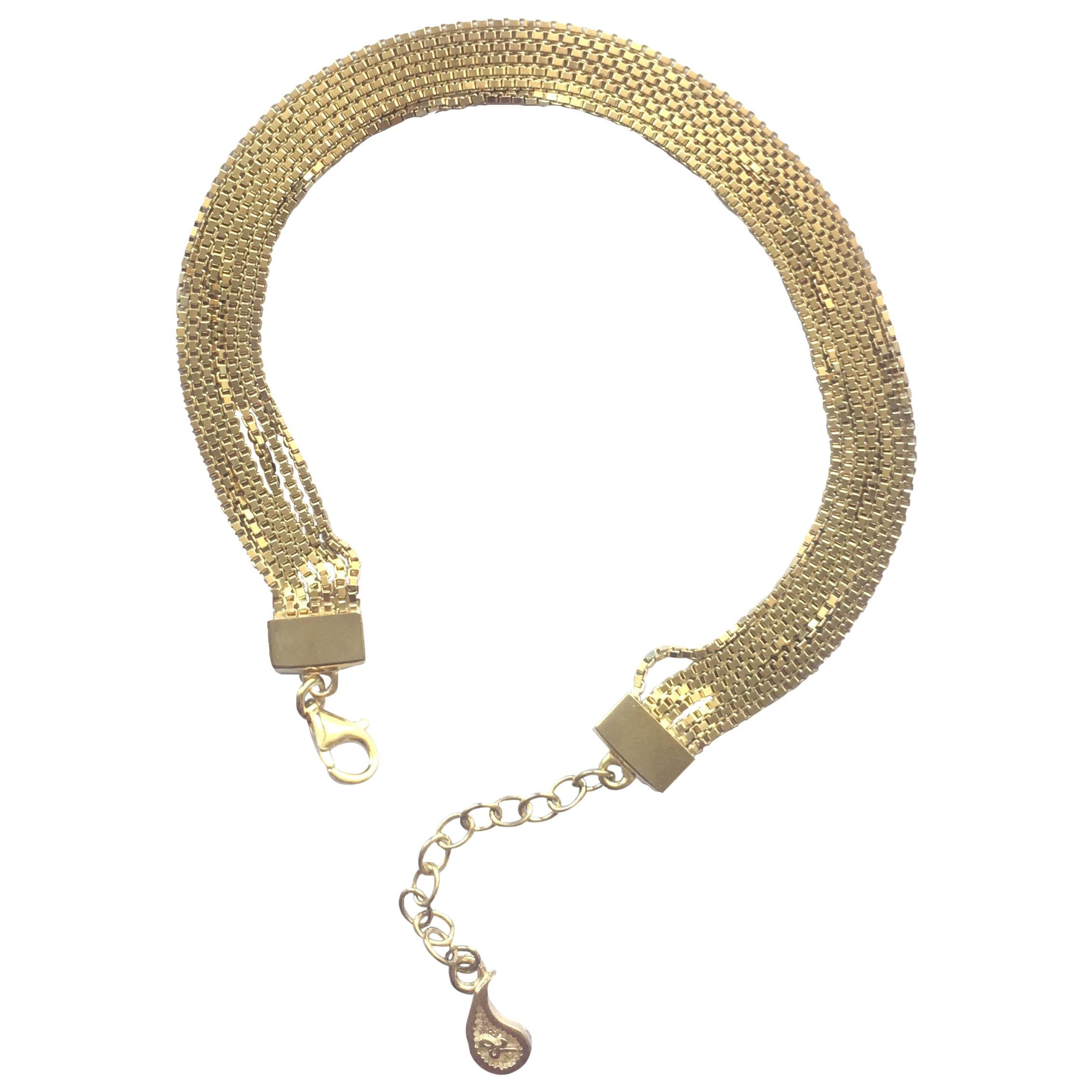 Bracelet Chain Round Motif Beaded Ball 18 Karat GoldPlated Silver