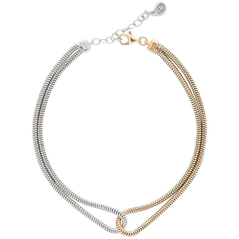 Bracelet Minimal Double Snake Chain 18K Gold Plated Silver Mixed Greek  Jewelry at 1stDibs | double snake necklace, gold and silver mix bracelet,  gold silver mix chain