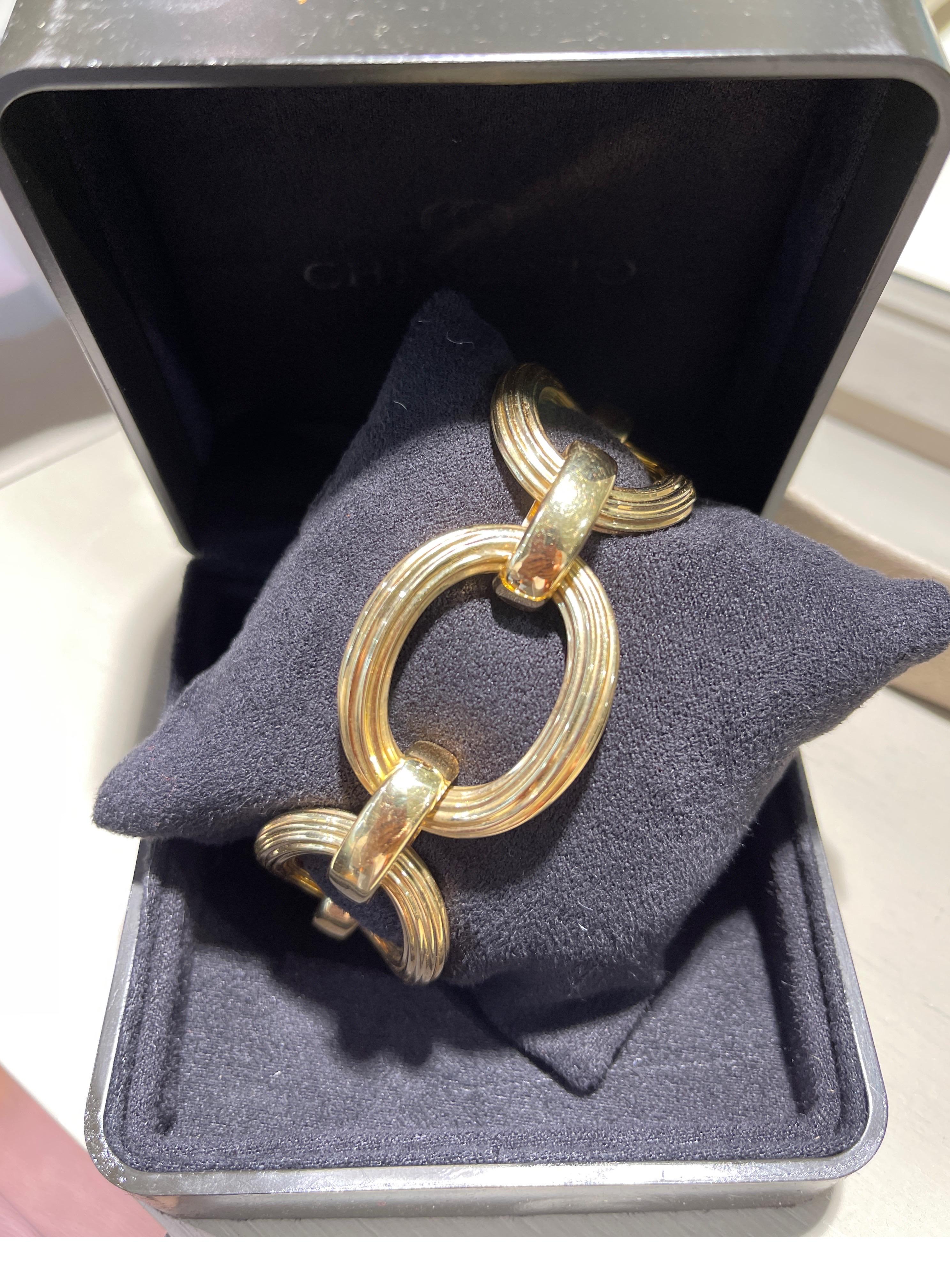 Bracelet Oval Godronée Mesh Yellow Gold 18 Karat  In New Condition For Sale In Vannes, FR