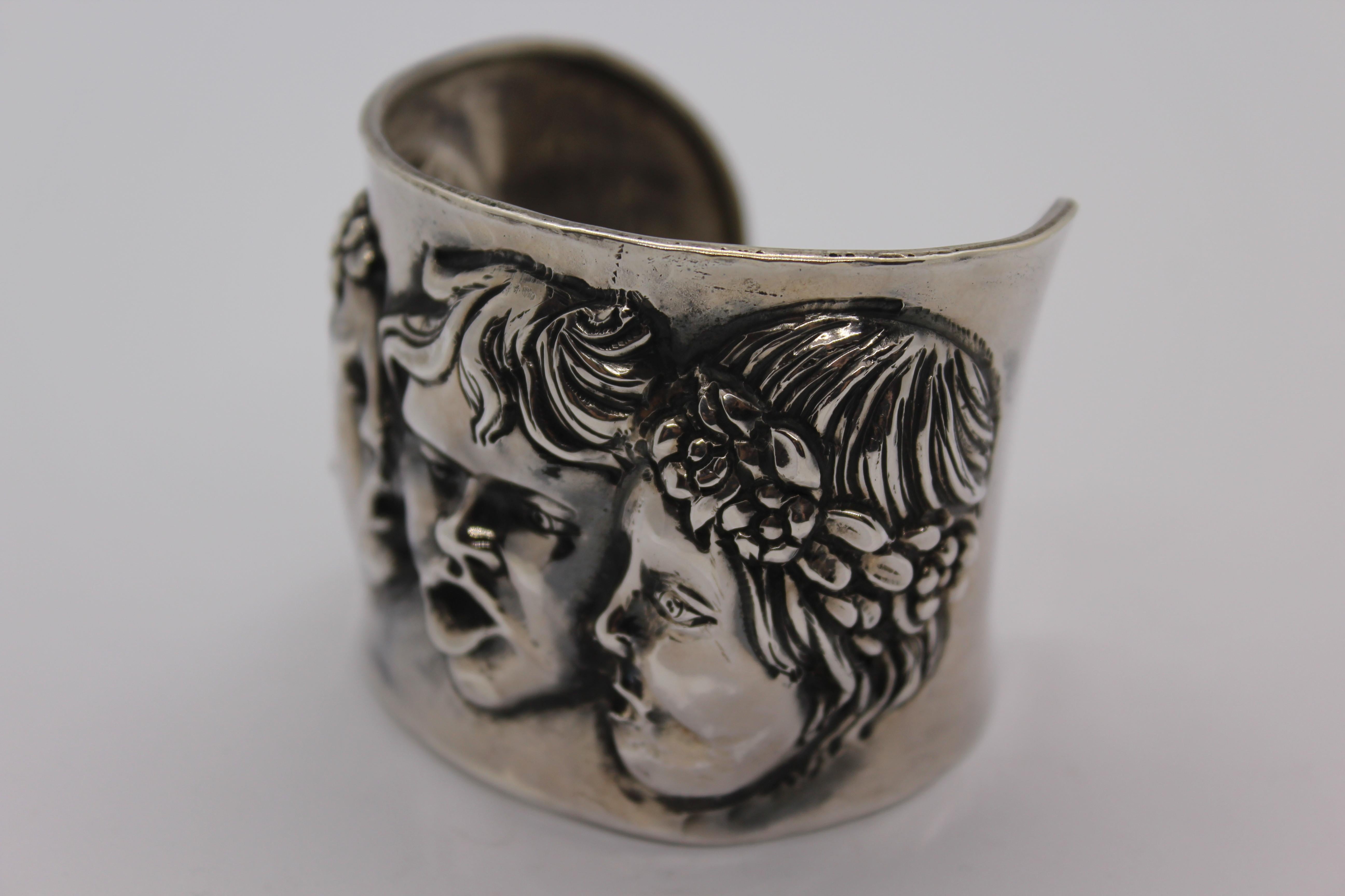 Artist Sterling Silver Bracelet, Putti, Handmade, Italy  For Sale