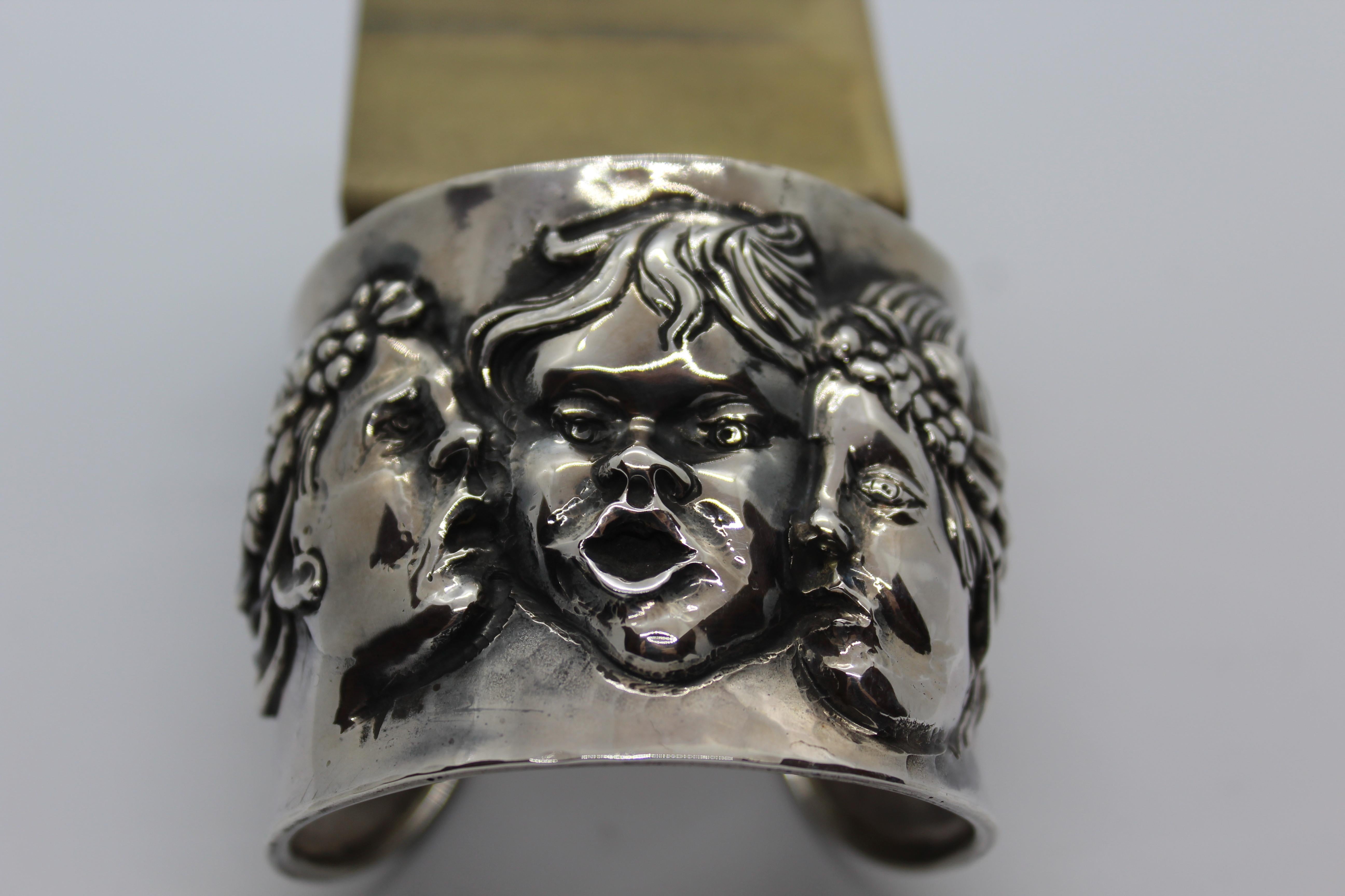 Women's Sterling Silver Bracelet, Putti, Handmade, Italy  For Sale