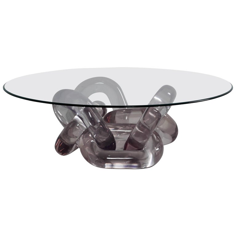 Bracelet, Resin Coffee Table with Glass Top by Hua Wang For Sale