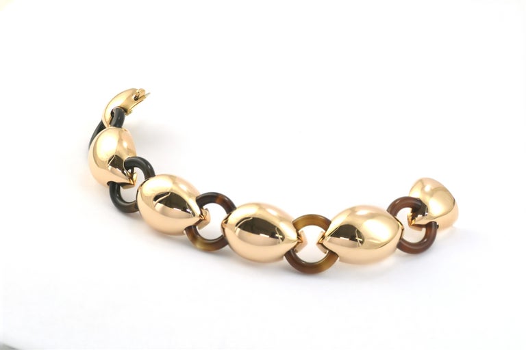 Contemporary Rose Gold Brown Agate Bracelet  For Sale