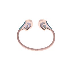 Armband aus Roségold mit fächerförmigem grünem Achat und Perlmutt