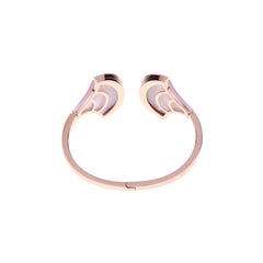 Armband aus Roségold mit fächerförmigem Rosenquarz und Perlmutt