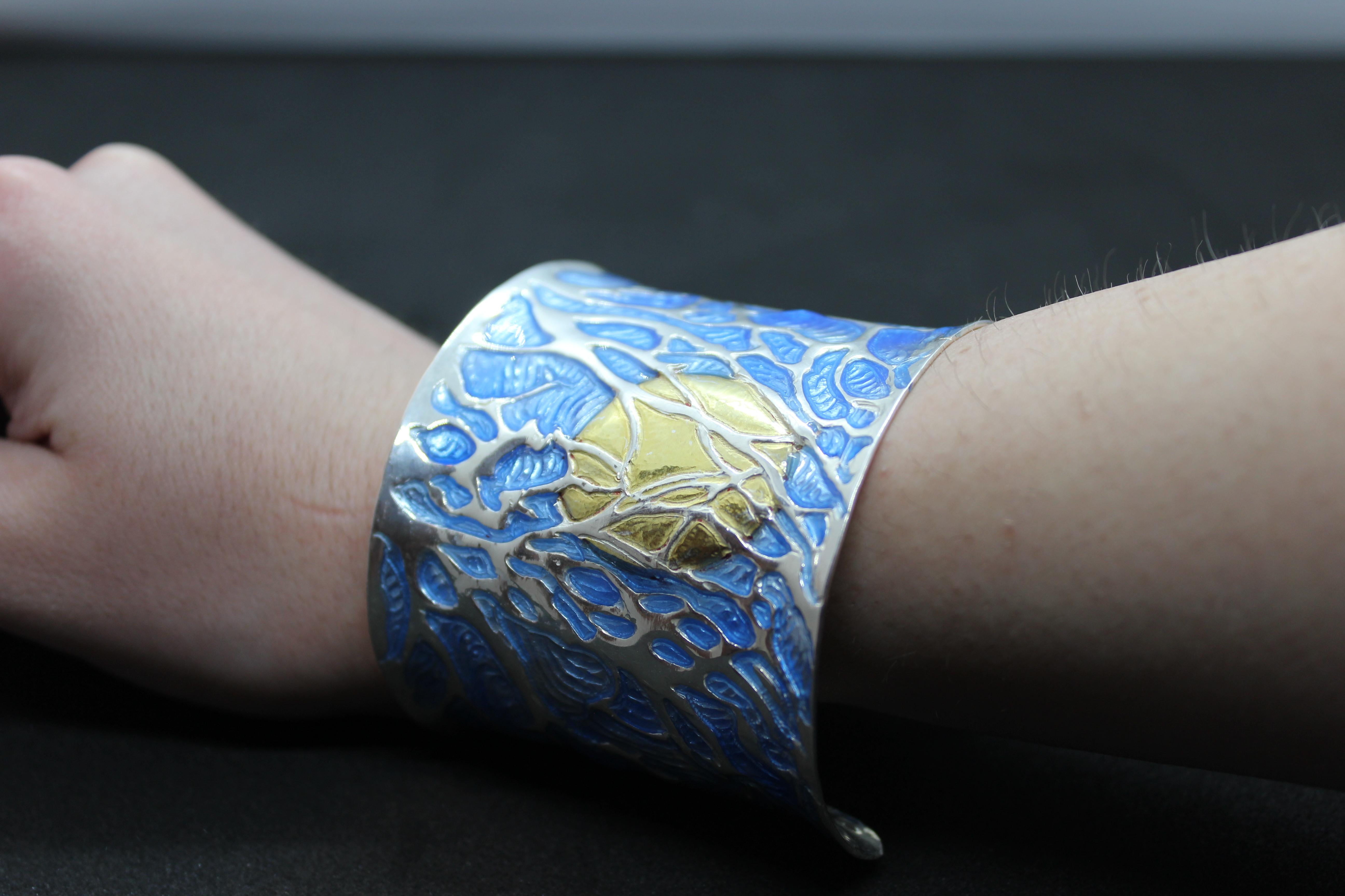 Pulsera, Coral Azul Schiava, Plata de Ley, Regalo Único, Hecho a Mano, Italia en venta 5