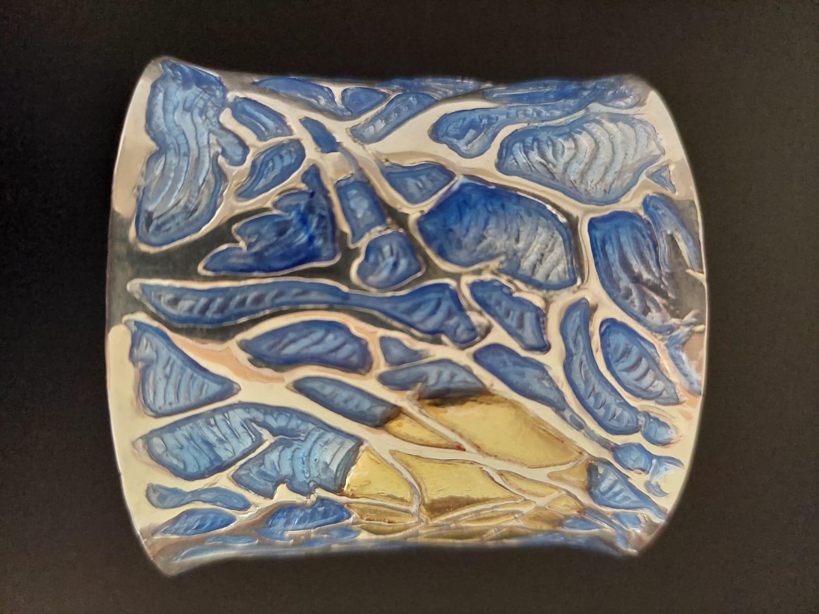 Pulsera, Coral Azul Schiava, Plata de Ley, Regalo Único, Hecho a Mano, Italia en venta 13