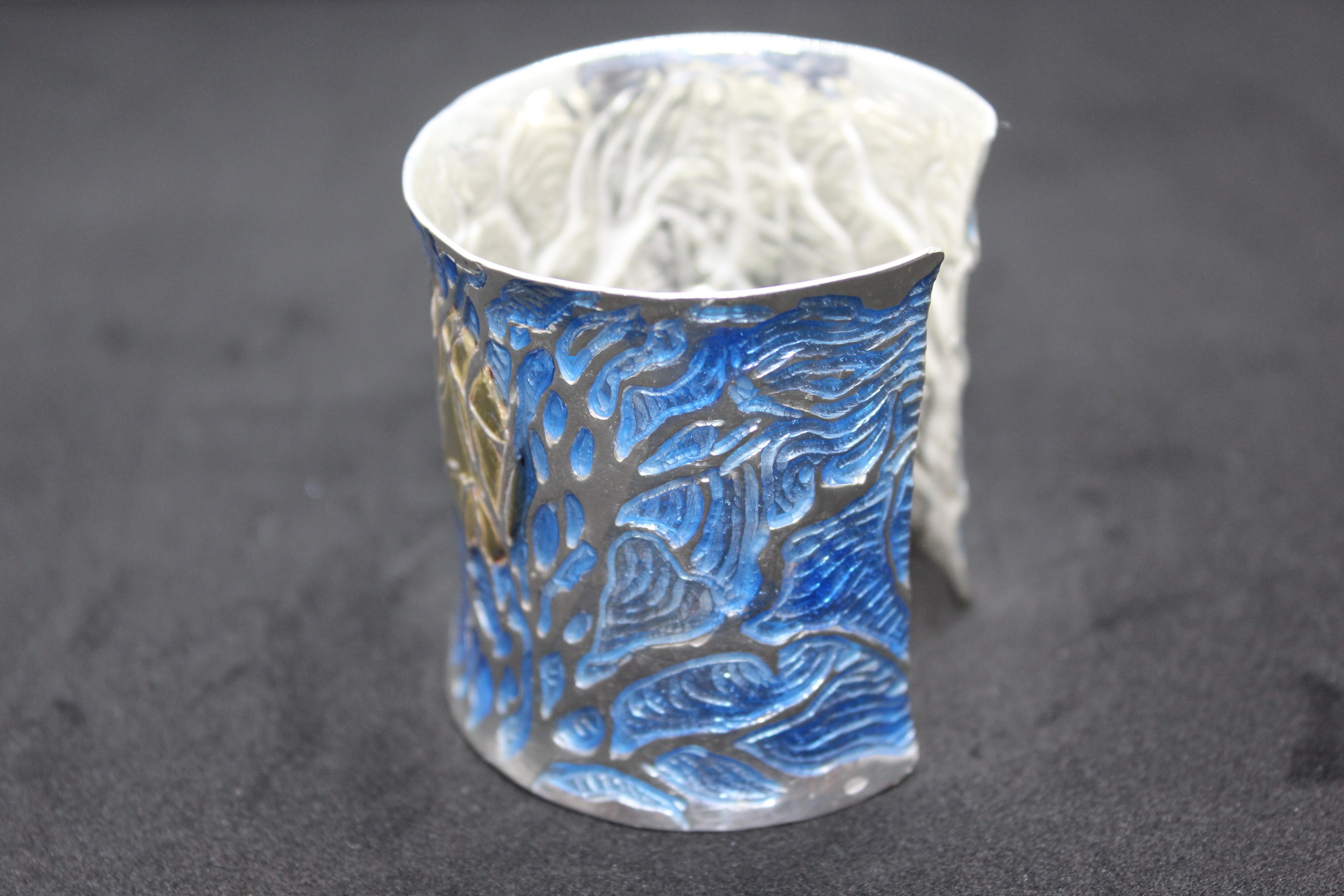 De las mujeres Pulsera, Coral Azul Schiava, Plata de Ley, Regalo Único, Hecho a Mano, Italia en venta