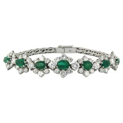 Bracelet set with emerald and brilliant cut diamonds up to 6.00ct 18k white gold