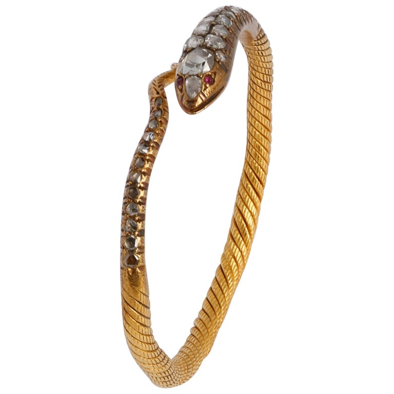 Bracelet serpent en or et diamants En vente sur 1stDibs