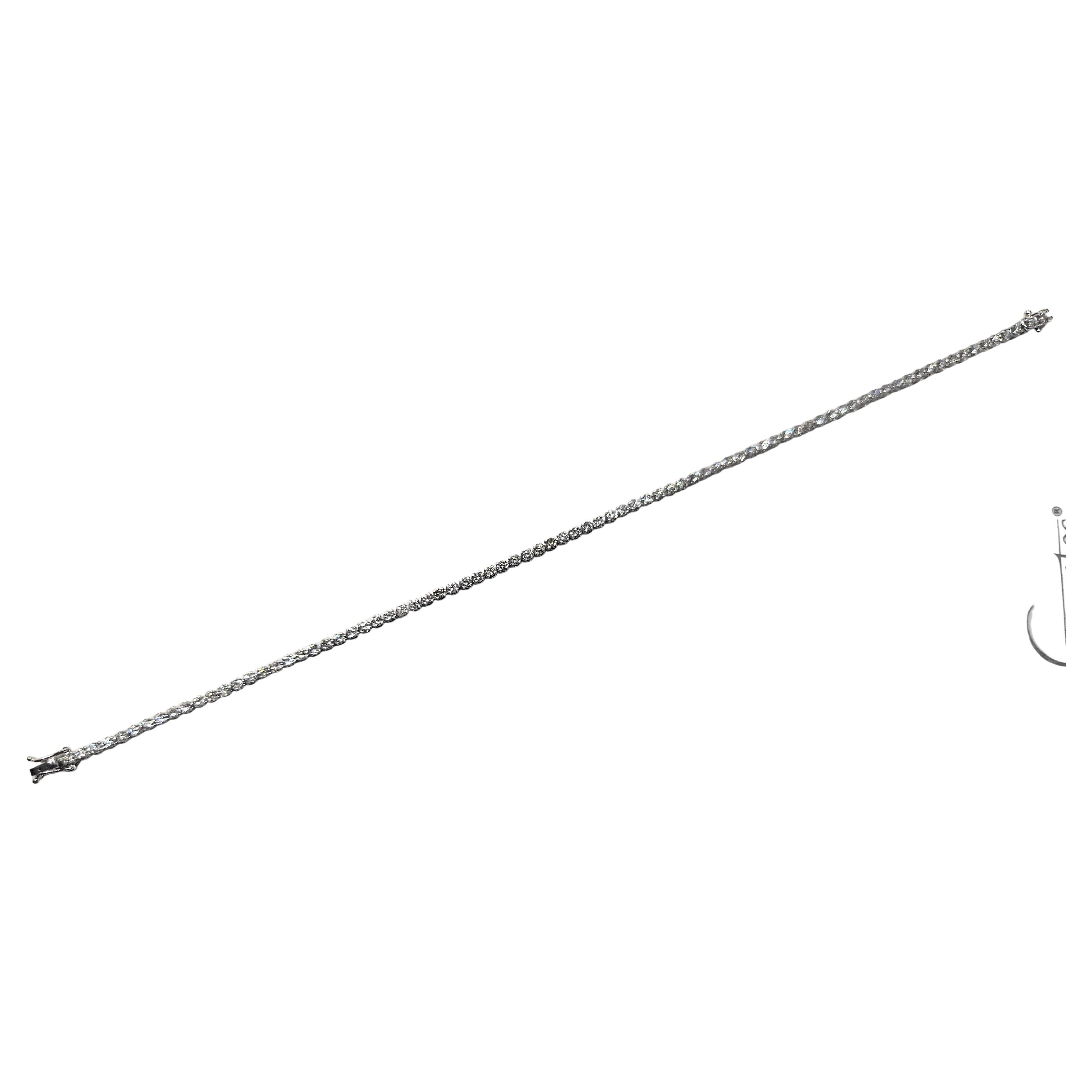 Femenino o masculino Pulsera Tenis Diamante 2,46 qt. Engastado en oro blanco de 18 quilates torneado en venta