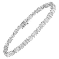 Bracelet tennis en or blanc 14 carats avec grappes de diamants