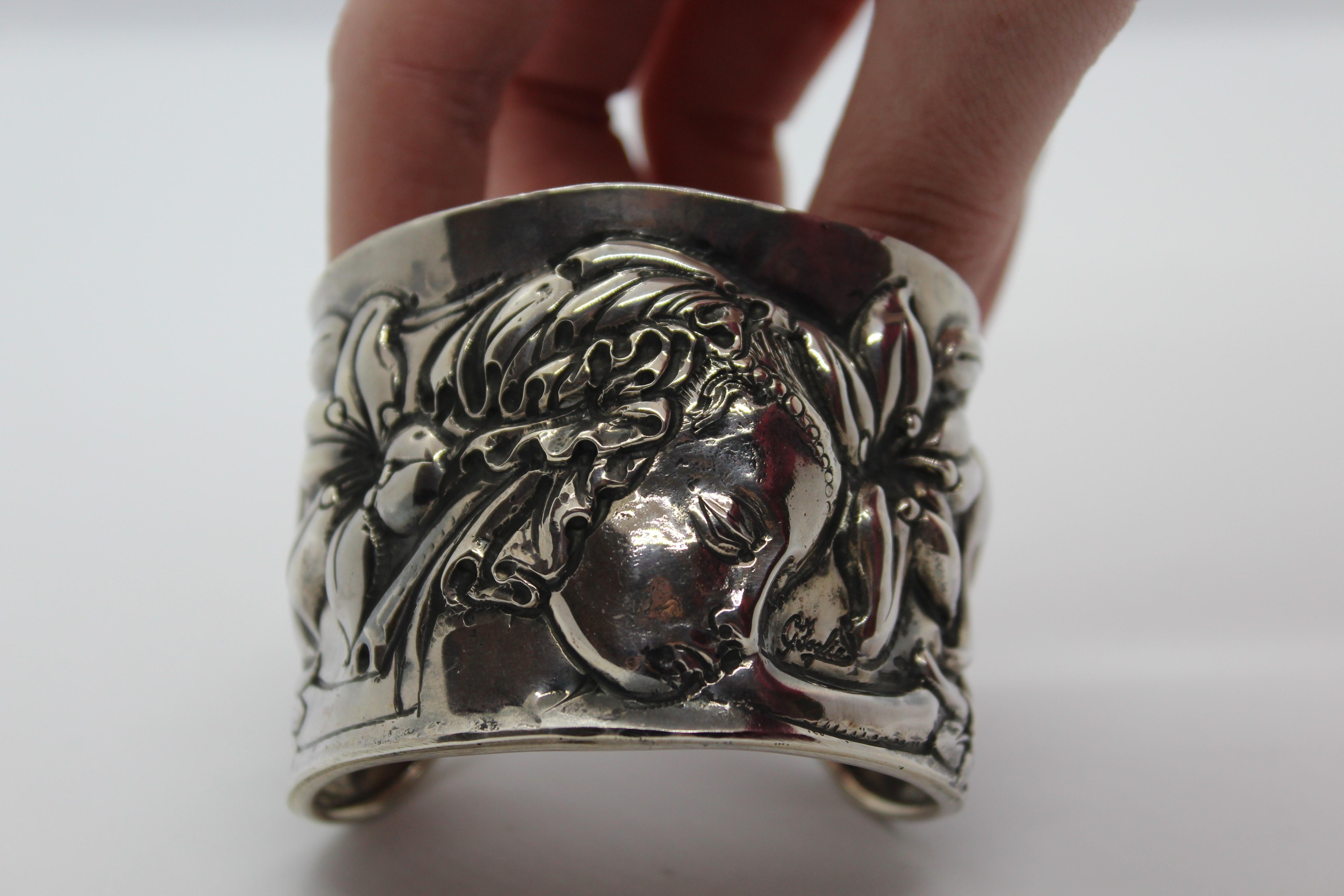 Cuff Bracelet, Sterling Silver, Venere, Handmade, Italy  For Sale 2