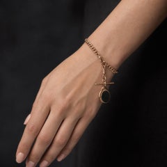 Bracelet, Victorian 9KT Gold Albert Chain with Bloodstone and Carnelian Swivel