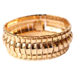 Bracelet Vintage 1960s in 18 Carat Yellow Gold Wavy Mesh