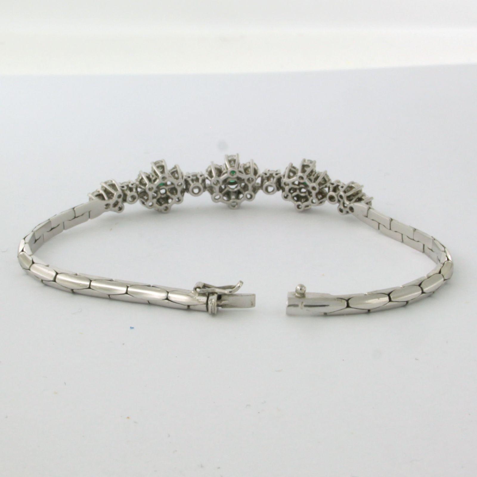 Pulsera con esmeralda y diamantes talla brillante hasta 2,50ct Oro blanco de 18k Moderno en venta