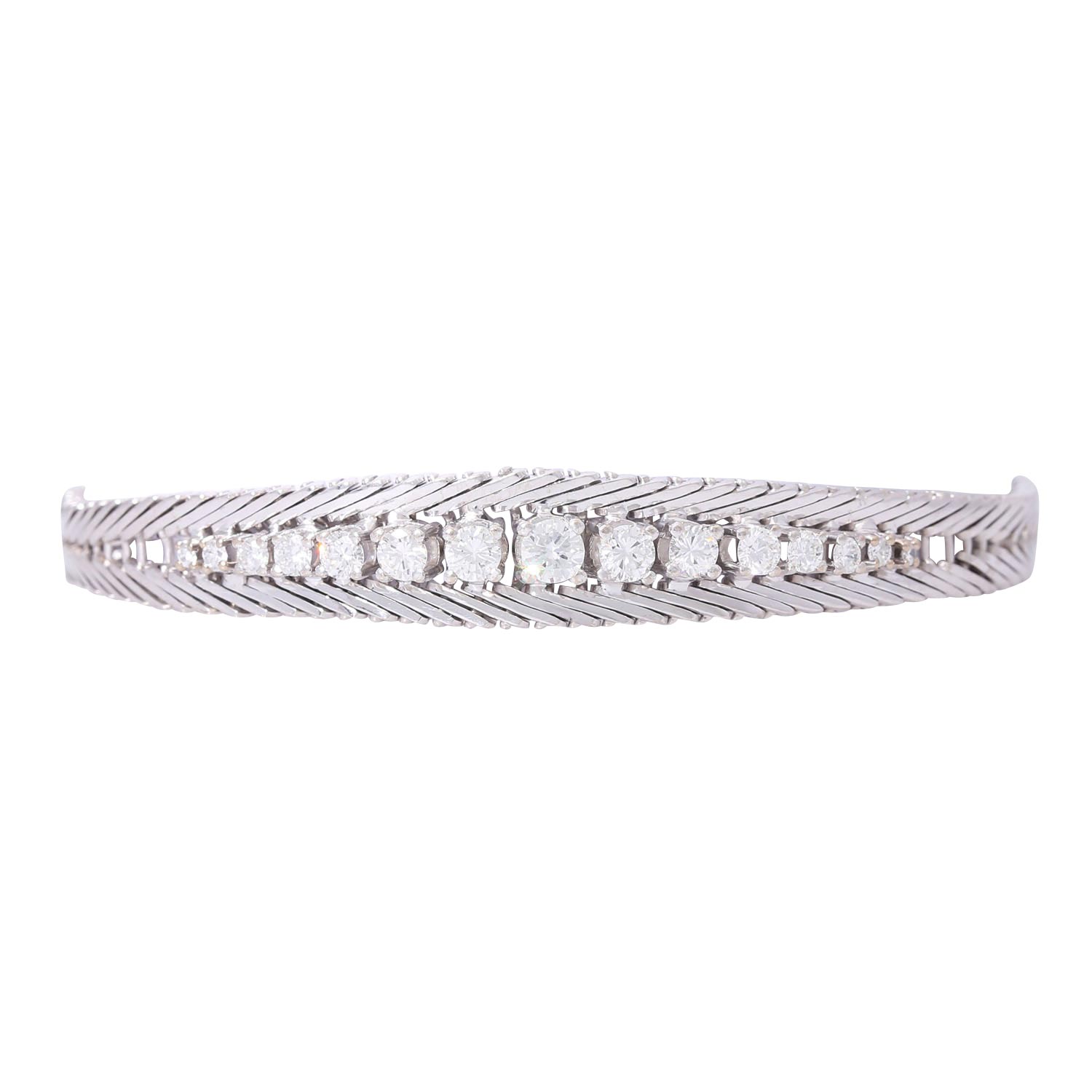 Bracelet with 15 Brilliant-Cut Diamonds Total Approx. 0.95 Ct For Sale