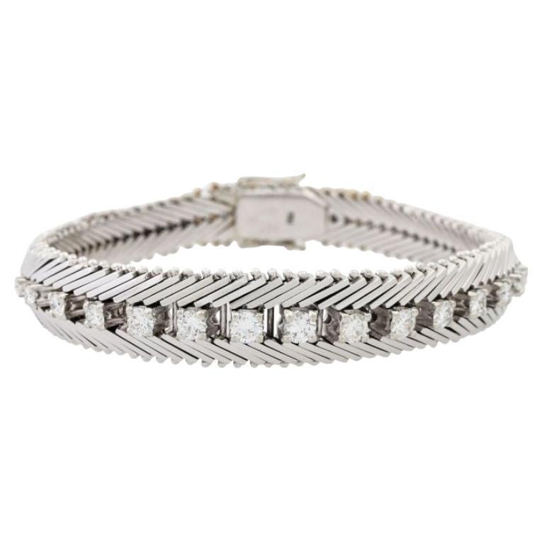 Bracelet with 15 Brilliant-Cut Diamonds Total Approx. 1.37 Ct, 'Engraved' For Sale