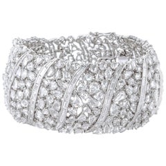 Bracelet with 25 Carat Assorted Shape Rose Cut Diamonds and Brilliant Baguettes