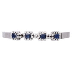 Bracelet with 4 Sapphires and Octagonal Diamonds Total Approx. 0.45 Ct,