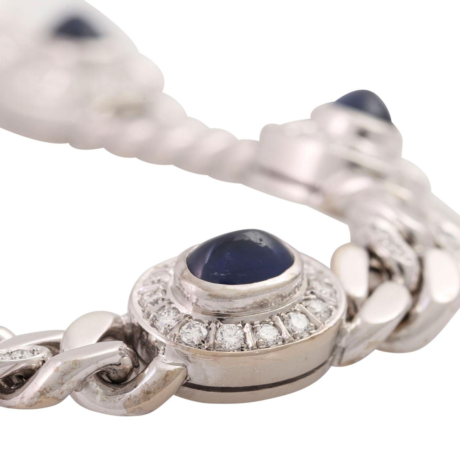 Bracelet with 5 Sapphire Cabochons and Brilliant-Cut Diamonds For Sale 1