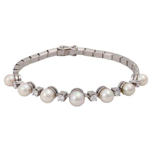 Mikimoto Sea Magic Cultured Pearl White Gold Cross Bracelet at 1stDibs ...