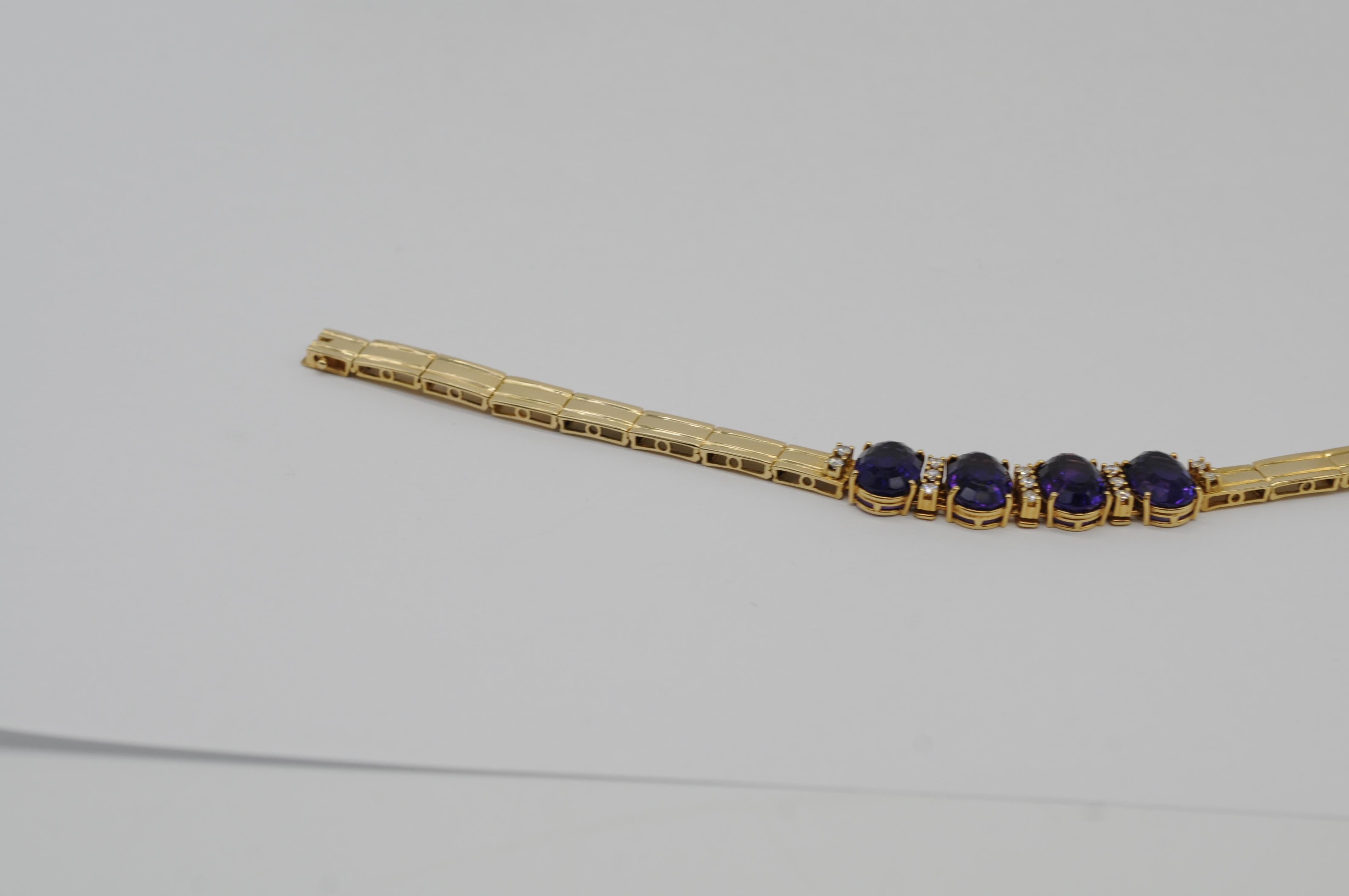 Bracelet with amethysts and diamonds in 18k gold For Sale 9