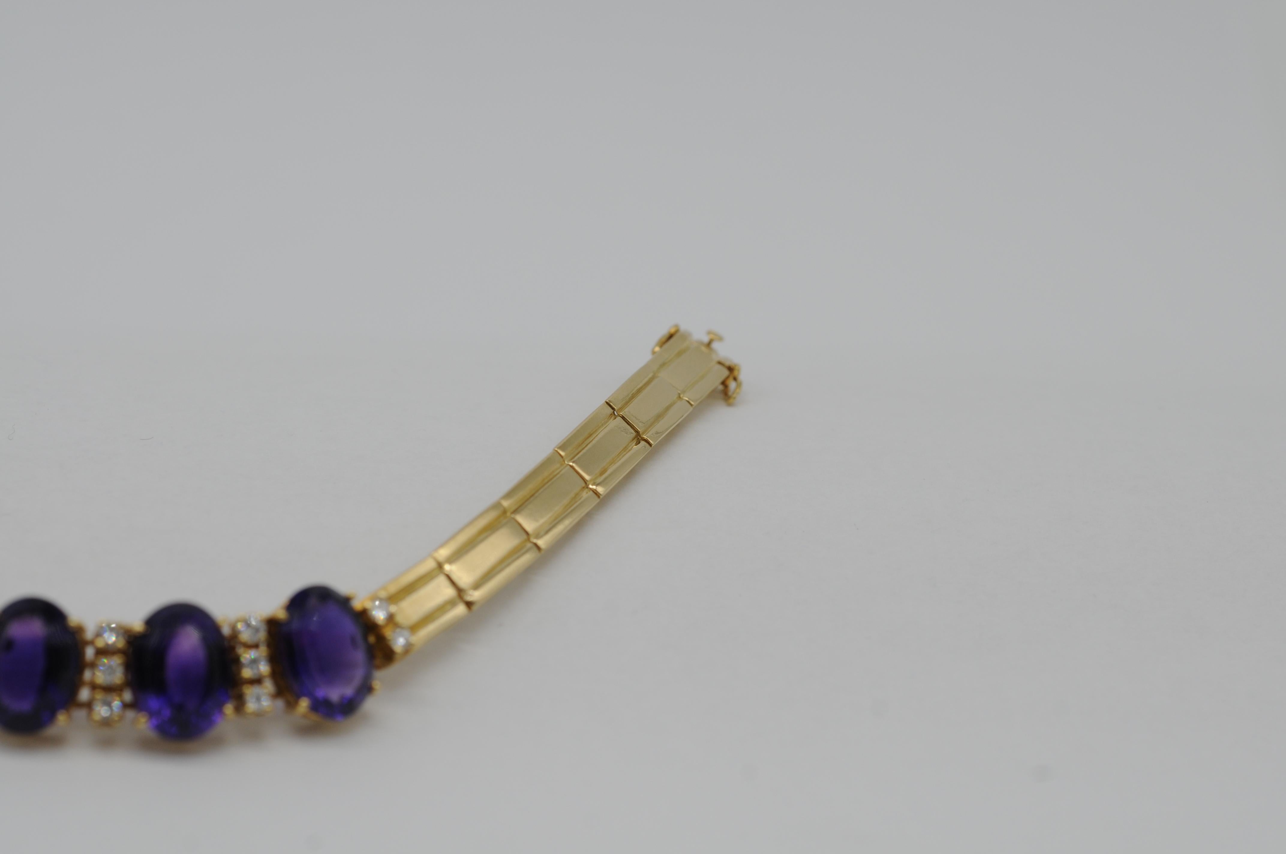 Bracelet with amethysts and diamonds in 18k gold For Sale 10