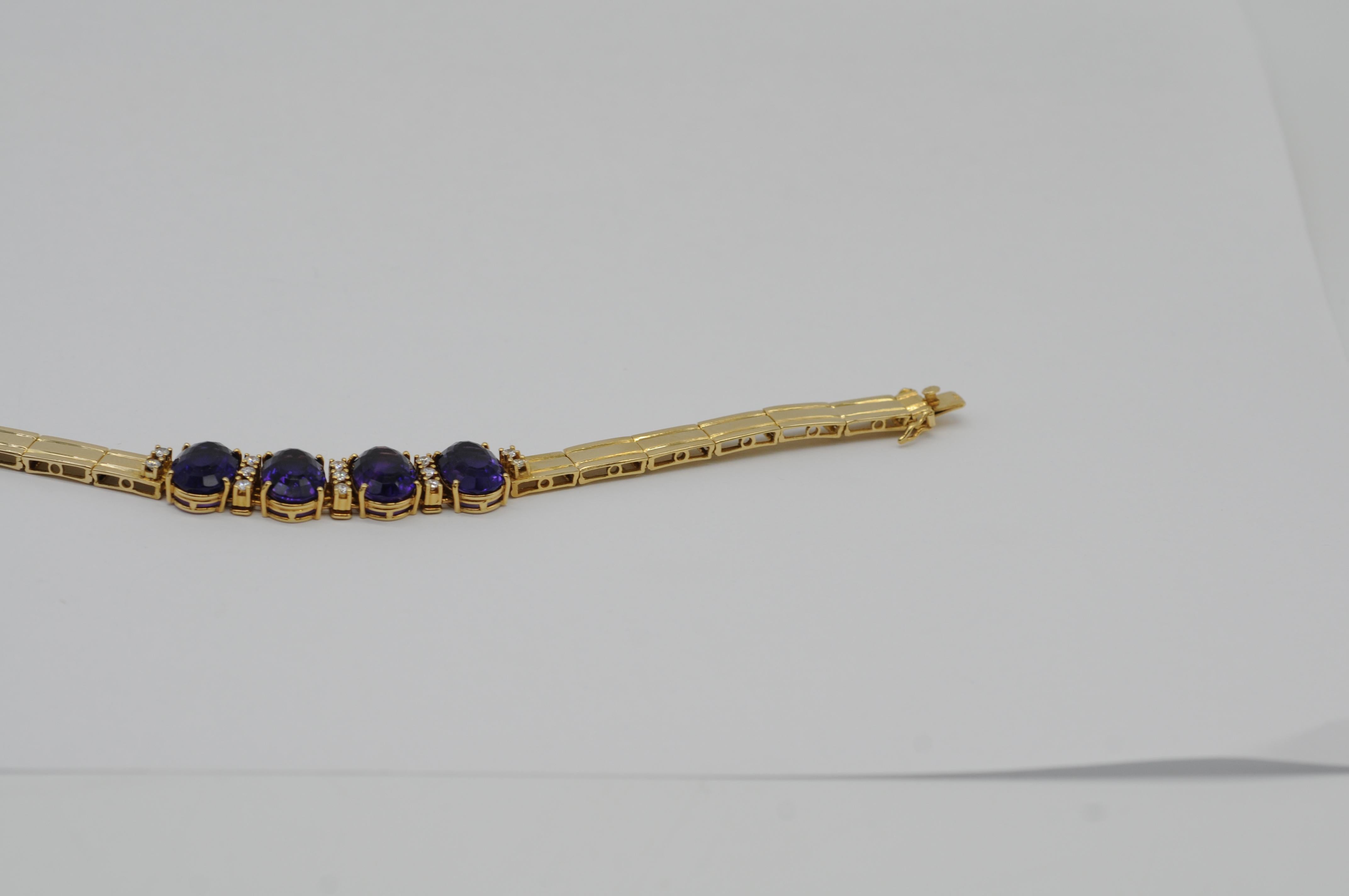 Bracelet with amethysts and diamonds in 18k gold For Sale 11