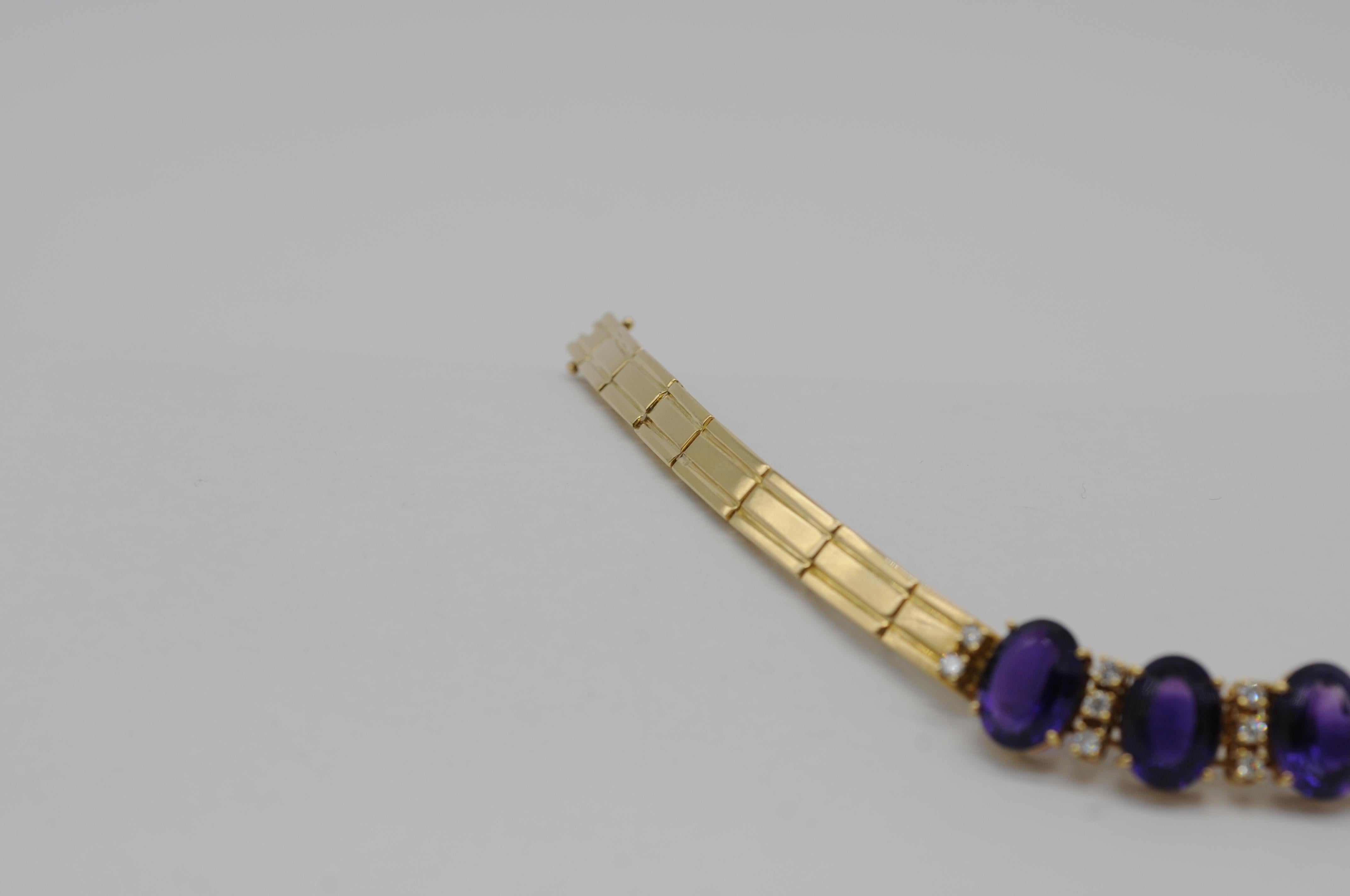Bracelet with amethysts and diamonds in 18k gold For Sale 12
