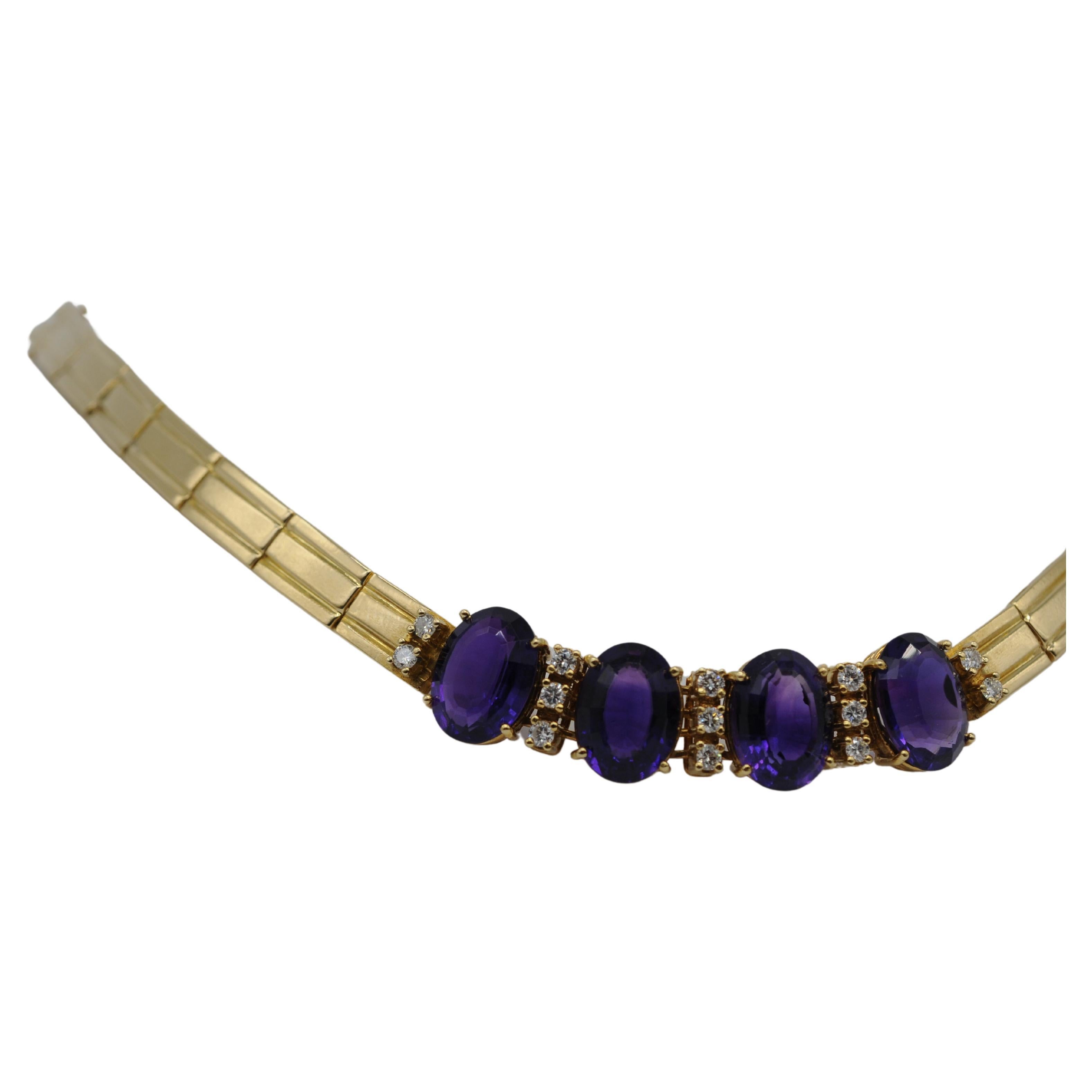 Bracelet with amethysts and diamonds in 18k gold For Sale 1