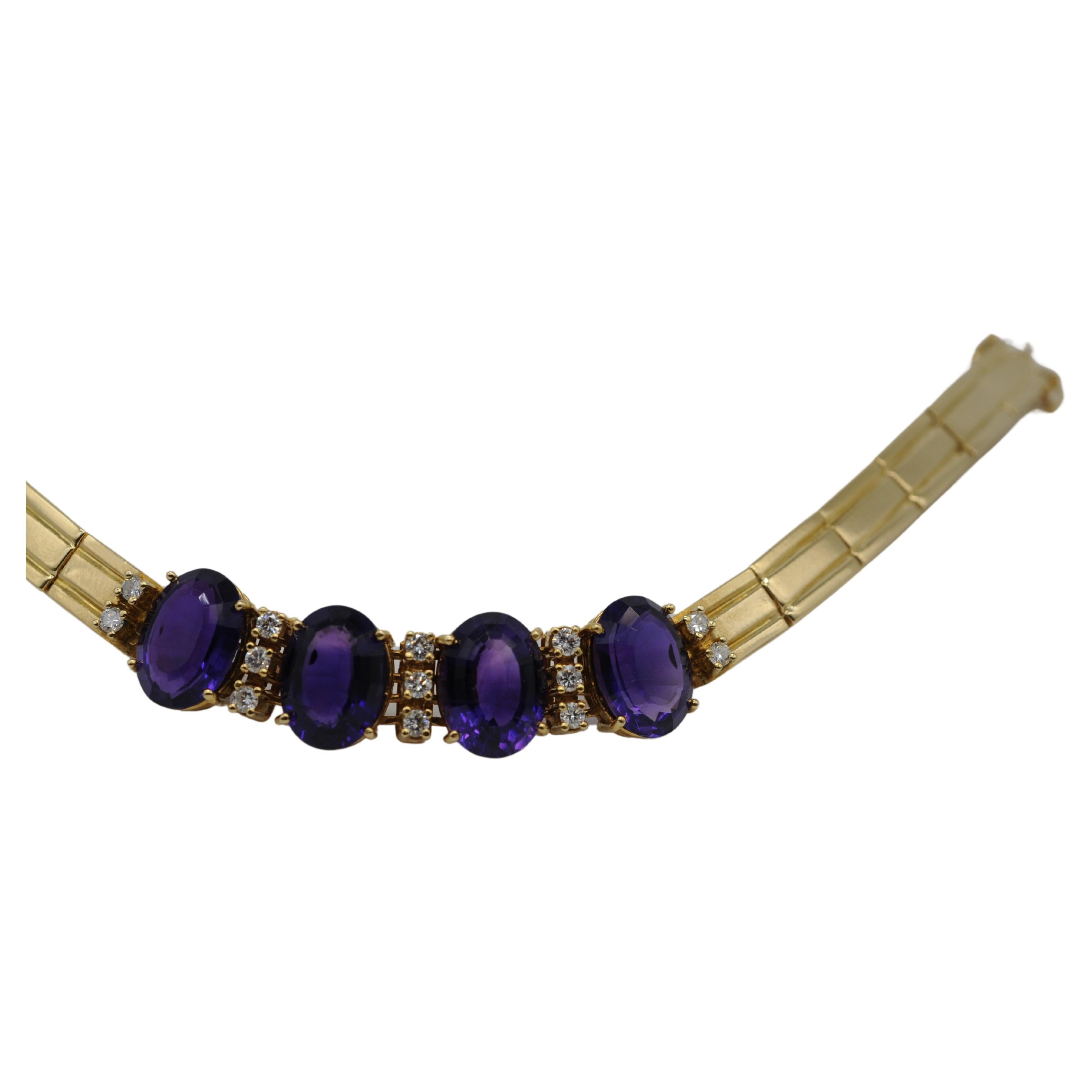 Bracelet with amethysts and diamonds in 18k gold For Sale 2
