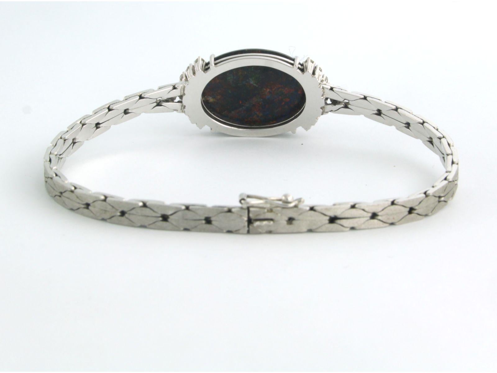 Pulsera con ópalo negro y diamantes talla brillante de hasta 0,50 ct Oro de 14k Corte brillante en venta