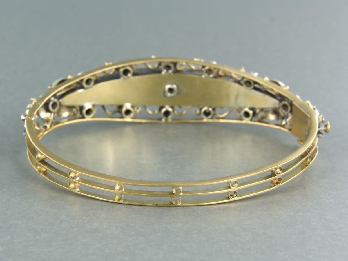 Primo vittoriano Bracciale con smalto blu e diamanti in oro 18 carati e argento in vendita
